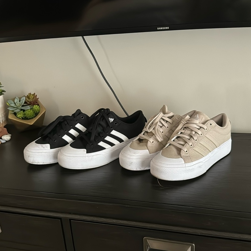 Two pairs of adidas shoes size 9.5